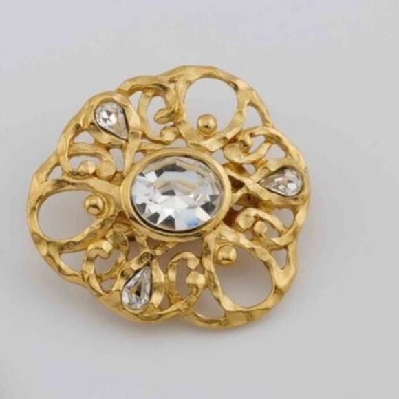 Balenciaga RARE Vintage Gold-Plated Pendant Stone & Earrings Set - Picture 5 of 5